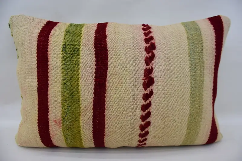 Boho Pillow Sham Cover, Vintage Pillow, Sofa Pillow, Cozy Throw Pillow Sham, Kilim Pillow Cover, Cushion Case, 16x24 Beige Cushion Case - 1
