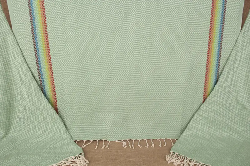 Toalla de playa con monograma de algodón verde claro, 36 x 71 pulgadas