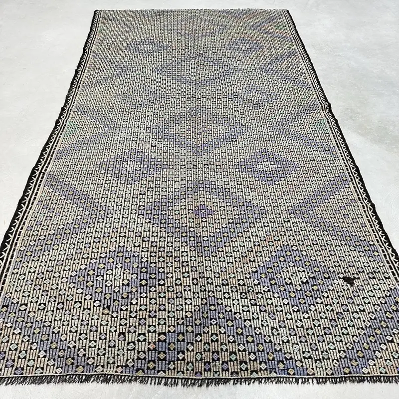 Canlı 6,3x11,5 ft Halı, Turuncu ve Mor Patchwork Tasarımı