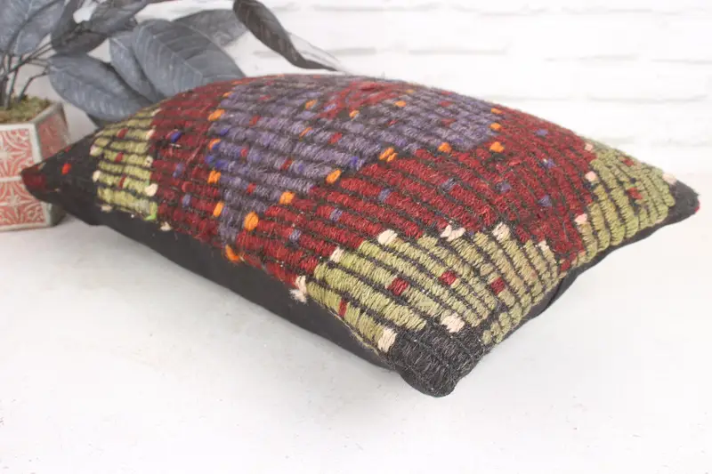Pillow for Couch, Handwoven Pillow Cover Pillow Sham, Pillow, Kilim Pillow Cover, Sofa Bolster Cushion, 12x20 Purple Pillow Cover, Kilim Pillow - 6
