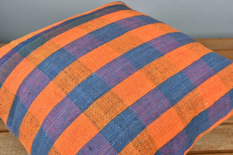 Vintage Pillow, Authentic Pillow, Cushion Cover, 16x16 Orange Cushion Cover, Nautical Throw Pillow, Boho Pillow, Vintage Kilim Throw Pillow - 4