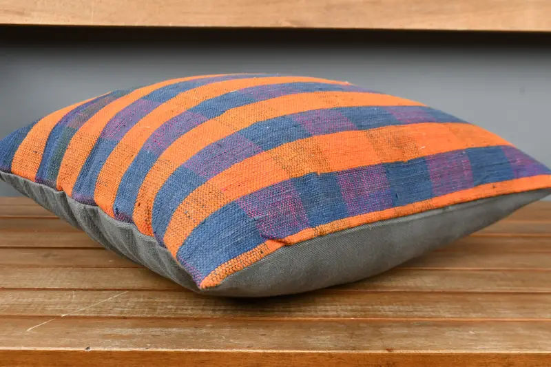 Vintage Pillow, Authentic Pillow, Cushion Cover, 16x16 Orange Cushion Cover, Nautical Throw Pillow, Boho Pillow, Vintage Kilim Throw Pillow - 3
