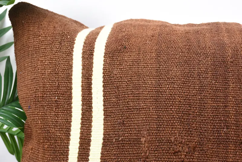 Pillow Cover, Vintage Pillow Sham, Handmade Cushion Cover, Boho Pillow, 20x28 Brown Cushion Cover, Home Decor Pillow, Ethnical Kilim Rug Pillow - 2