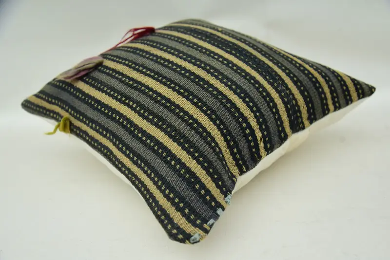 Pillow Sham, Handmade Kilim Cushion, Ethnical Kilim Rug Pillow, Kilim Pillow Cover, 16x16 Beige Pillow Sham, Floor Cushion, Authentic Pillow - 6