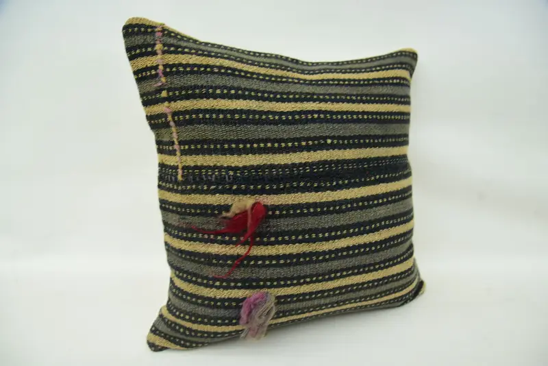 Pillow Sham, Handmade Kilim Cushion, Ethnical Kilim Rug Pillow, Kilim Pillow Cover, 16x16 Beige Pillow Sham, Floor Cushion, Authentic Pillow - 2