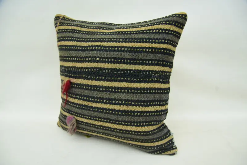 Pillow Sham, Handmade Kilim Cushion, Ethnical Kilim Rug Pillow, Kilim Pillow Cover, 16x16 Beige Pillow Sham, Floor Cushion, Authentic Pillow - 3