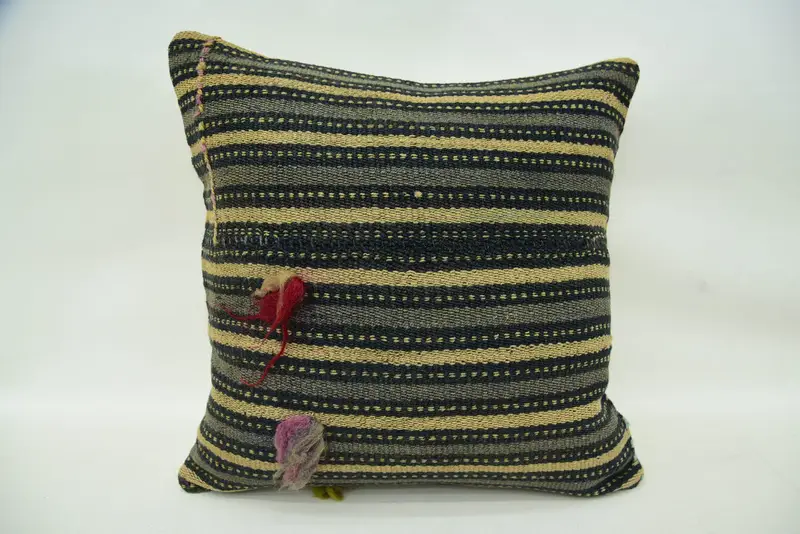 Pillow Sham, Handmade Kilim Cushion, Ethnical Kilim Rug Pillow, Kilim Pillow Cover, 16x16 Beige Pillow Sham, Floor Cushion, Authentic Pillow - 4