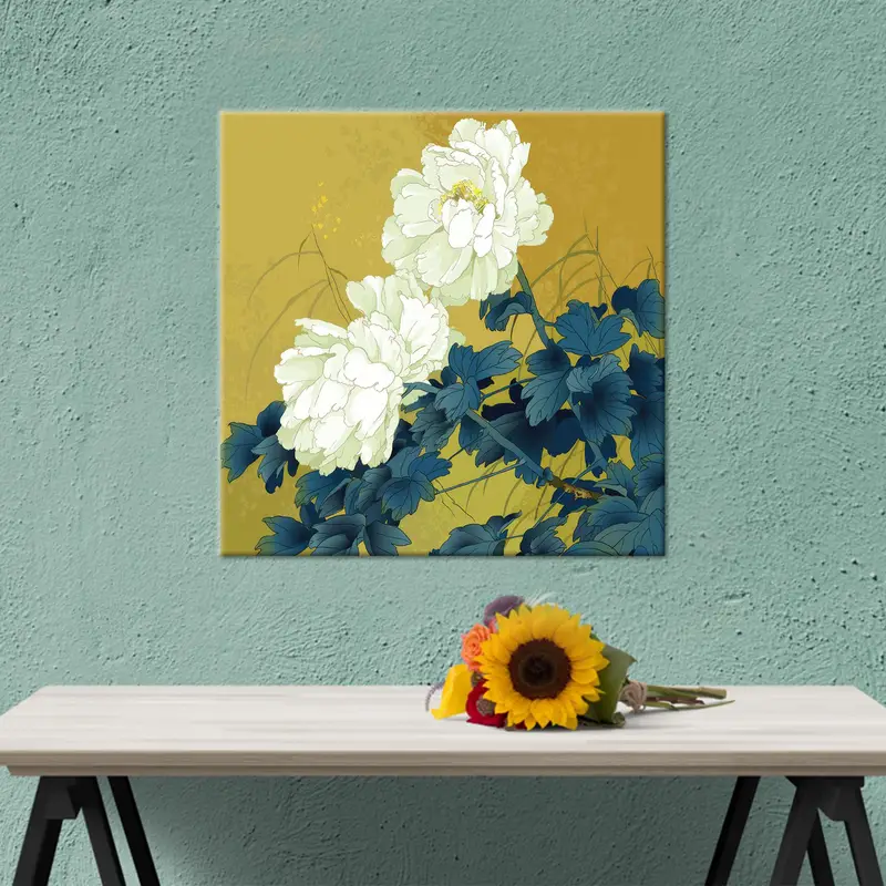 Trendy Vogue Floral Canvas: Abstract Japanese Art Print