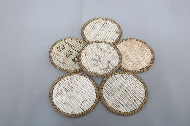 Beige and Bronze Kilim Coaster, Durable and Stylish Coaster