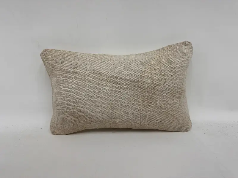 Throw Kilim Pillow, Ikat Pillow Cover, 12x20 White Cushion, Patio Pillow Cover, Retro Throw Pillow, Boho Pillow, Cushion, Kilim Pillow Cover - 1