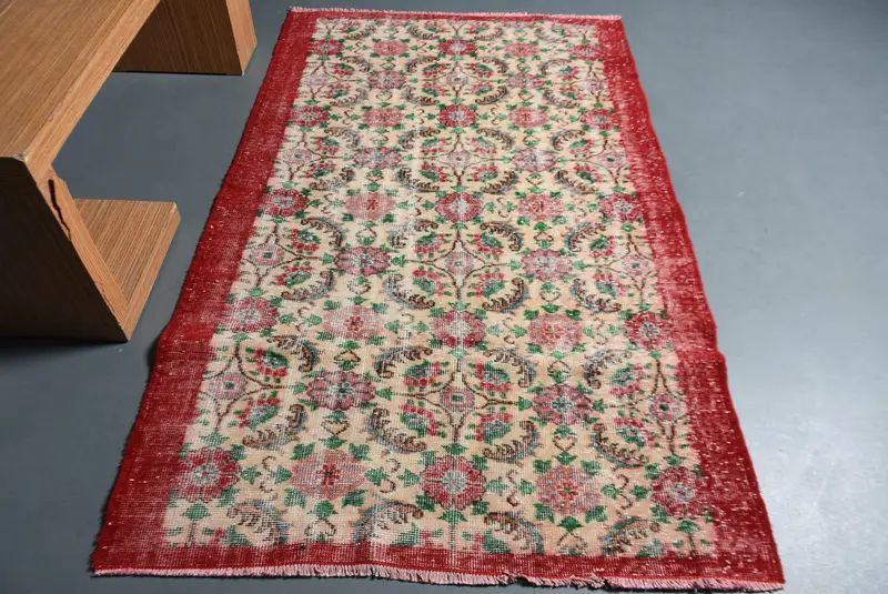 トルコヴィンテージラグ 122x200cm ウシャクレッドウールラグ - 1