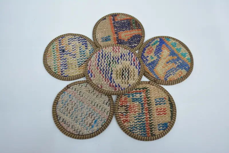 Posavasos Kilim beige y bronce, posavasos étnico estilo boho