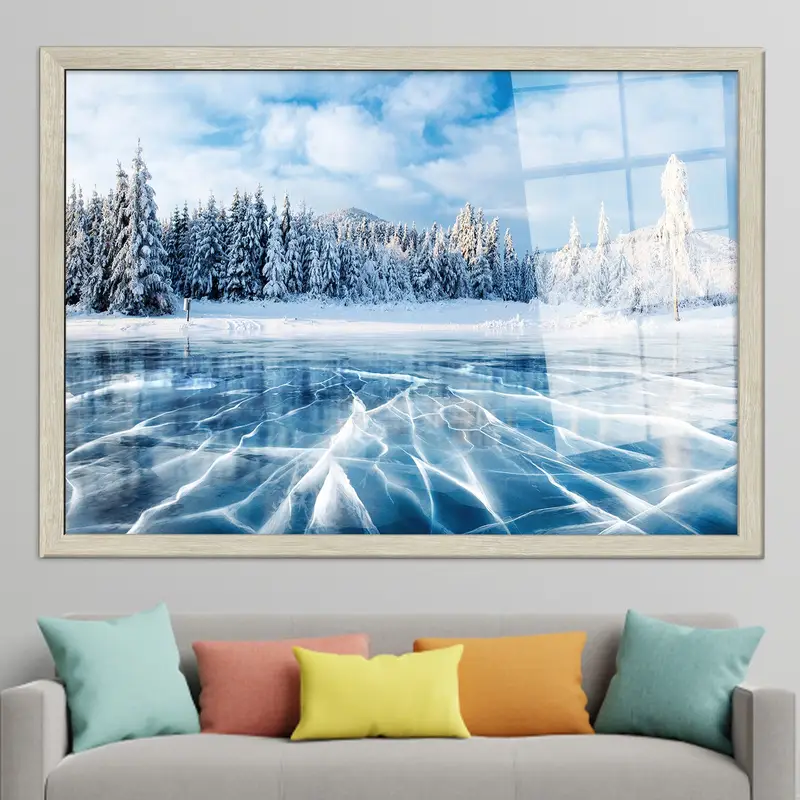 Zarif Baskılı Cam: Kış Ormanı Görünümü Doğa Manzarası