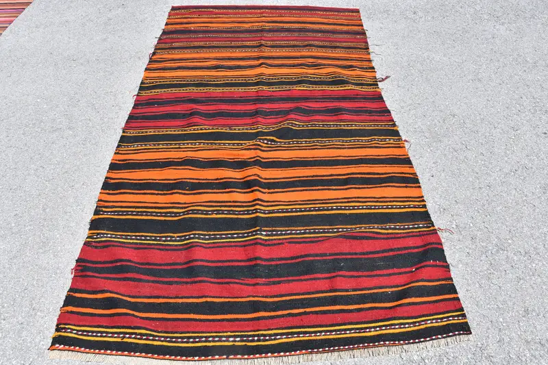 4.6x8.6 ft Türk Halısı, Vintage Alan Halısı, Kırmızı Kamuflaj Yün Halı - 1