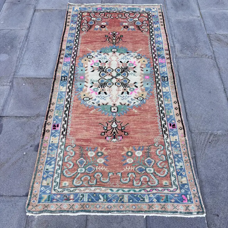 Alfombra naranja y verde, diseño liso de 3x5,9 pies