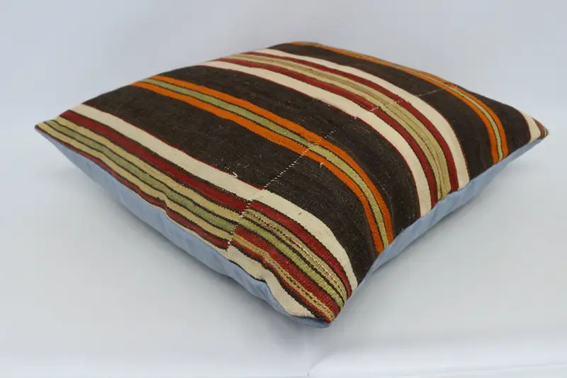Decorative Cushion, Kilim Pillow Cover, Floor Pillow Sham, 28x28 Brown Pillow Sham, Handmade Kilim Cushion, Cushion Cover, Boho Pillow Sham Cover - 6