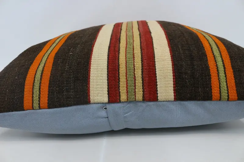 Decorative Cushion, Kilim Pillow Cover, Floor Pillow Sham, 28x28 Brown Pillow Sham, Handmade Kilim Cushion, Cushion Cover, Boho Pillow Sham Cover - 5