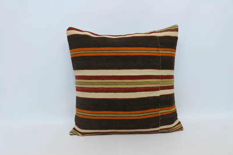Decorative Cushion, Kilim Pillow Cover, Floor Pillow Sham, 28x28 Brown Pillow Sham, Handmade Kilim Cushion, Cushion Cover, Boho Pillow Sham Cover - 1