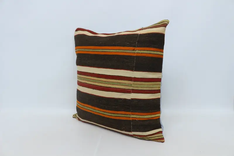 Decorative Cushion, Kilim Pillow Cover, Floor Pillow Sham, 28x28 Brown Pillow Sham, Handmade Kilim Cushion, Cushion Cover, Boho Pillow Sham Cover - 4