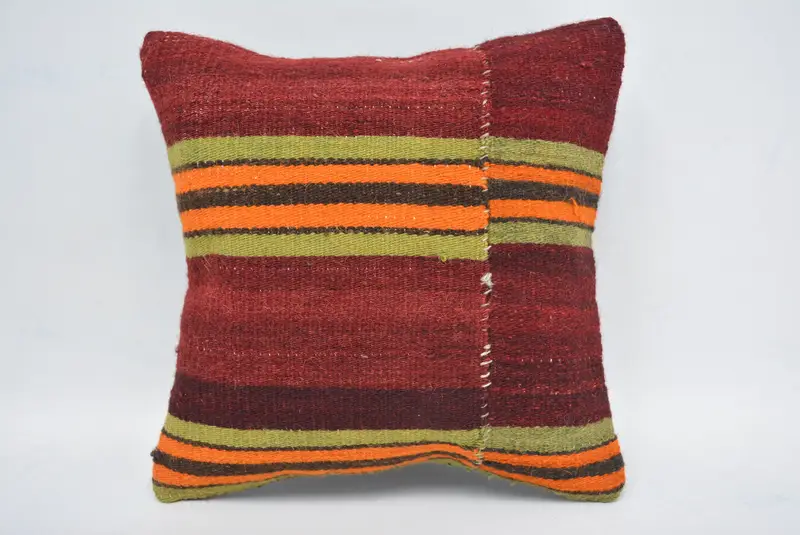 Personalized Gift Pillow Pillow Cover, Pillow Cover, 12x12 Red Cushion, Ikat Pillow, Boho Pillow Sham Cover, Kilim Pillow, Vintage Pillow - 1
