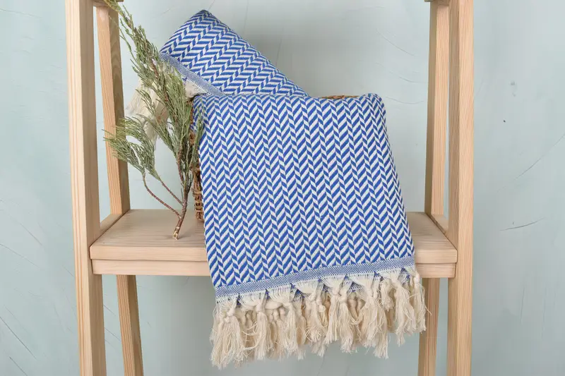 Large Turkish Towel, 70x40 Cotton Chevron Towel, Personalized Wedding Gift For Couple, Housewarming Gift, Sand-resistant towel, Bachelorette Gifts - 4