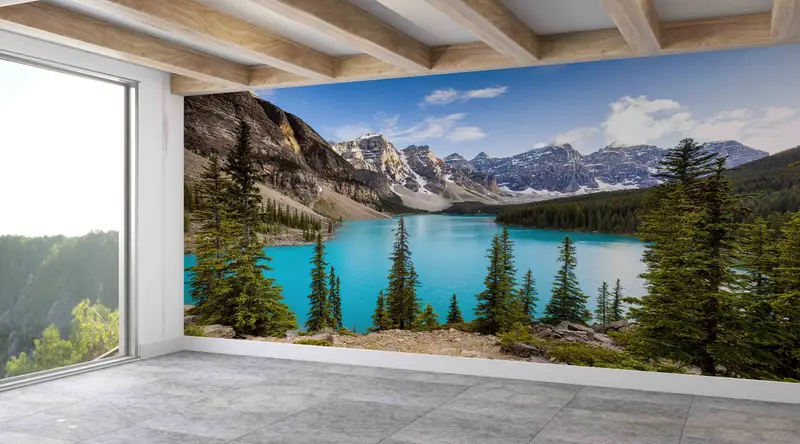 Basılı Duvar Kağıdı: Alberta, Kanada'dan Zarif Göl Manzaralı Manzara