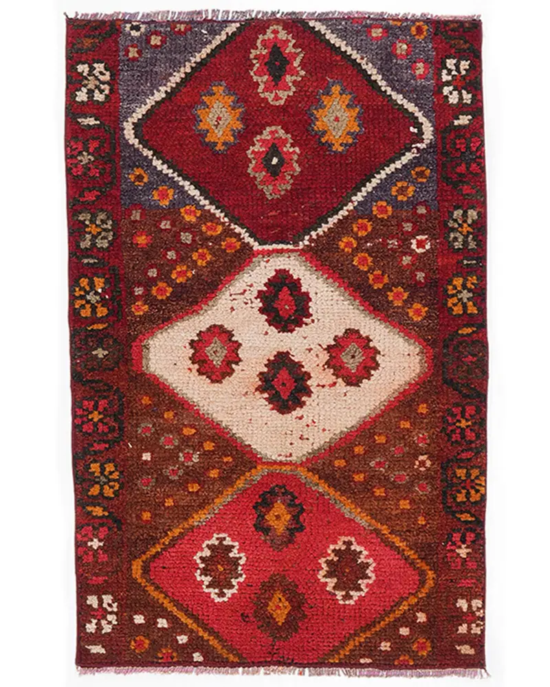 Roter Perserteppich, 2,7x4,1 Fuß, elegantes rotbraunes Dekor