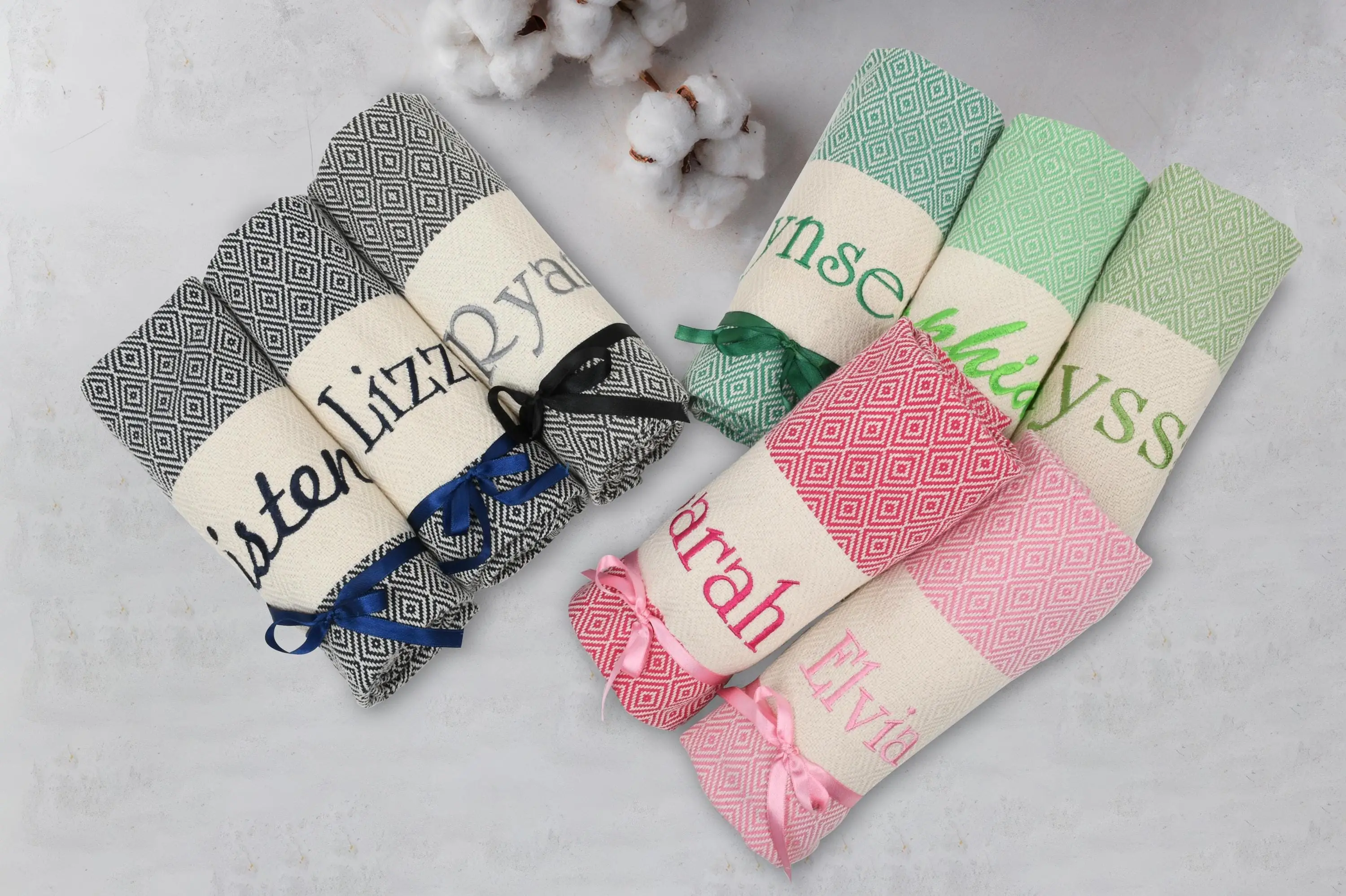 Personalized Turkish Beach Towel, Organic Cotton, Beige, 40x70 Inches - 1
