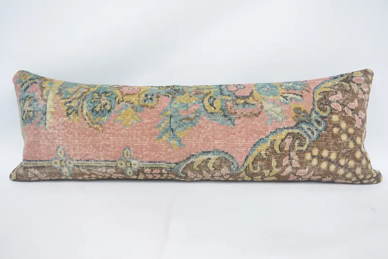 Handgefertigtes braunes und grünes Hanf-Wurfkissen, Vintage-Haustierportrait-Kissen