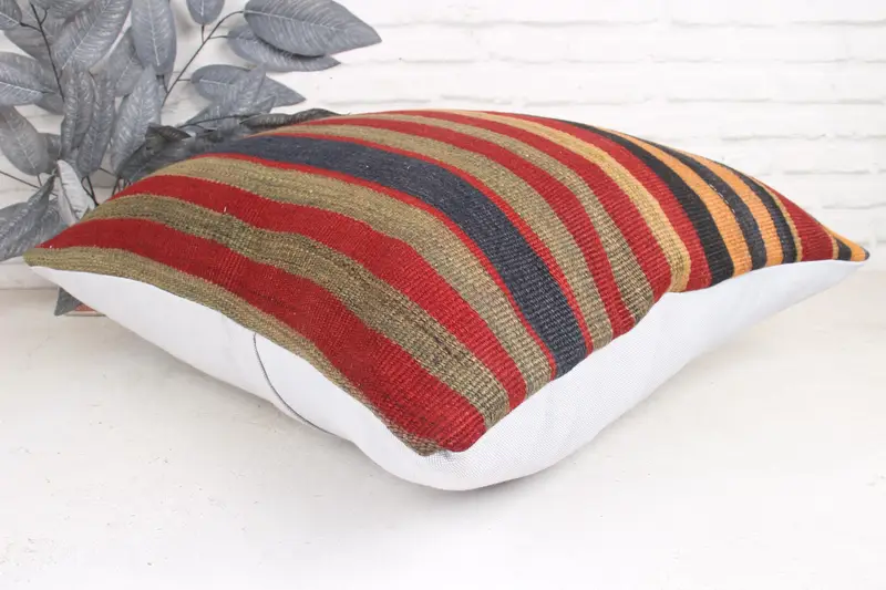Home Decor Pillow, 24x24 Orange Cushion, Lounge Throw Cushion, Floor Pillow Case, Cushion Cover, Antique Pillows, Vintage Kilim Pillow - 6