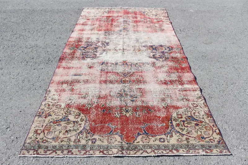5x10,3 ft türkischer Vintage Teppich, großer Teppich, rot-blauer südwestlicher Wollteppich - 1