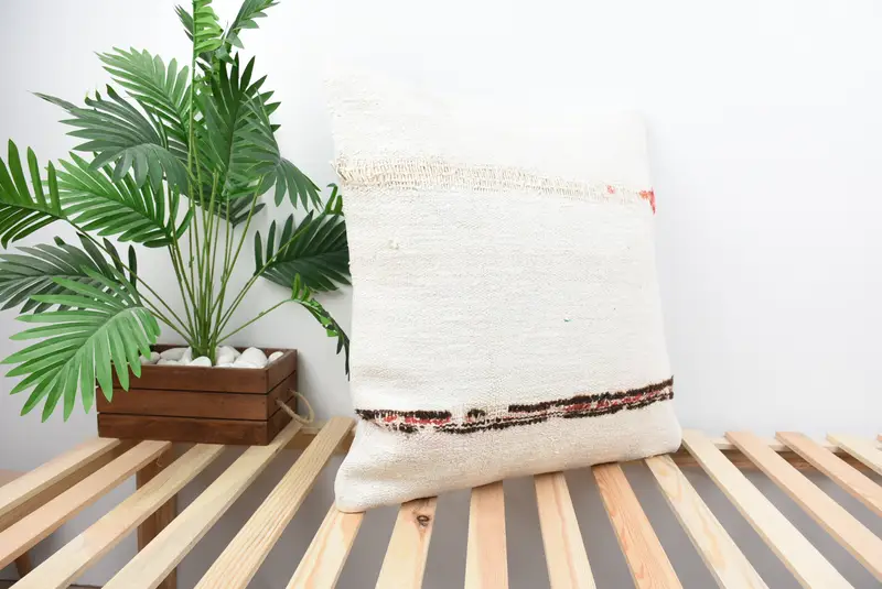 Vintage Pillow, 24x24 White Pillow, Hippie Throw Pillow Case, Boho Pillow, Turkish Kilim Pillow, Cushion Cover, Bohemian Cushion Pillow Sham - 4