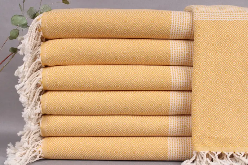 Turkish Beach Towel Personalized Mustard Chevron, 40x71 Inches