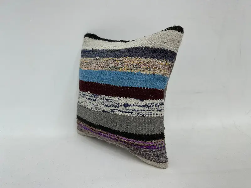 Office Chair Pillow Case, Boho Pillow, 12x12 Blue Pillow Cover, Pillow Case, Antique Pillows, Turkish Pillow, Turkish Bench Pillow Case - 4