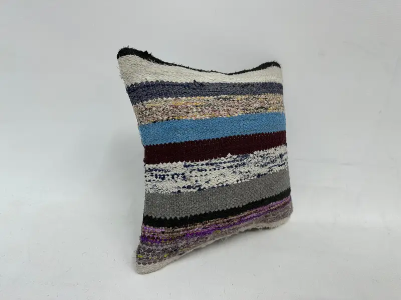 Office Chair Pillow Case, Boho Pillow, 12x12 Blue Pillow Cover, Pillow Case, Antique Pillows, Turkish Pillow, Turkish Bench Pillow Case - 3
