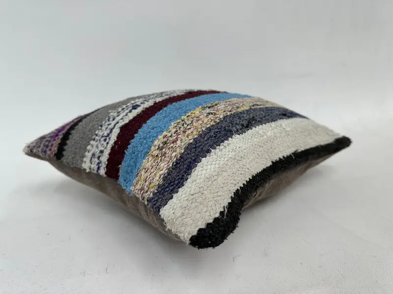 Office Chair Pillow Case, Boho Pillow, 12x12 Blue Pillow Cover, Pillow Case, Antique Pillows, Turkish Pillow, Turkish Bench Pillow Case - 6