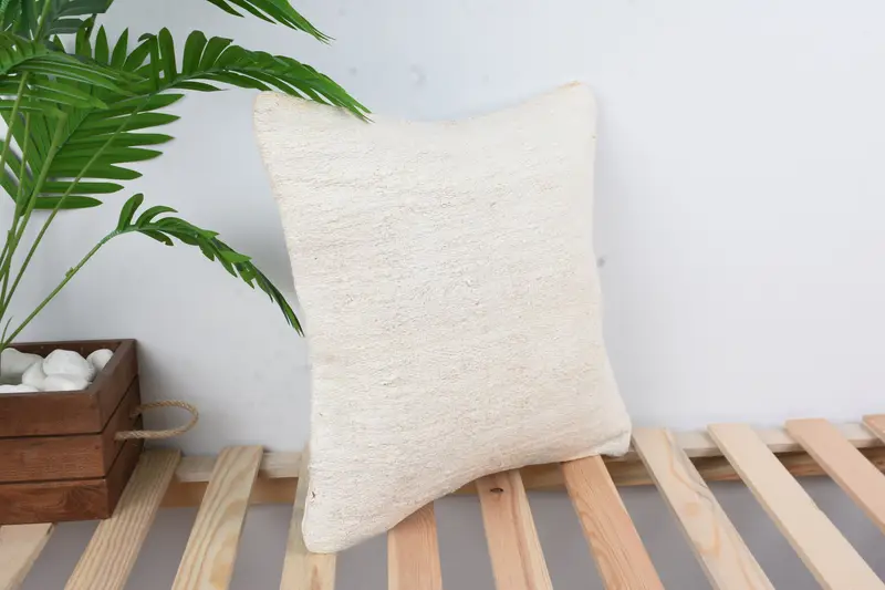 16x16 White Cushion Cover, Turkish Kilim Pillow, Anatolian Cushion Case, Vintage Kilim Throw Pillow, Cushion, Home Decor Pillow - 4