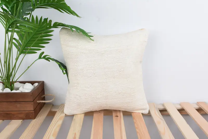 16x16 White Cushion Cover, Turkish Kilim Pillow, Anatolian Cushion Case, Vintage Kilim Throw Pillow, Cushion, Home Decor Pillow - 1