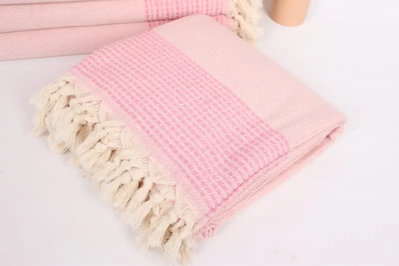 Turkish Bedspread, Organic Beach Blanket, Birthday Gift, Throw Blanket Couch, Woven Throw Blanket, 96x92 Cotton Striped Towel, Boho Throw Blankets - 5