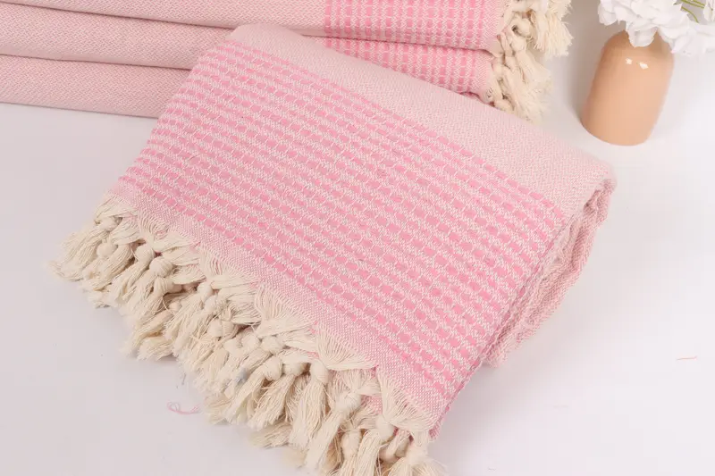 Turkish Bedspread, Organic Beach Blanket, Birthday Gift, Throw Blanket Couch, Woven Throw Blanket, 96x92 Cotton Striped Towel, Boho Throw Blankets - 4