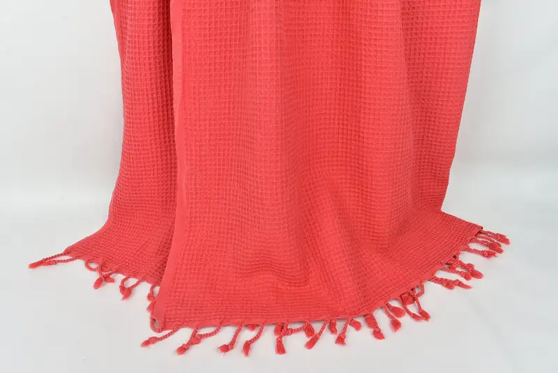92x68 Cotton Waffle Towel, Boho Throw Blankets, Thanksgiving Tablecloth, Bridesmaid Gifts, Woven Throw Blanket, Bride Gift, Shower Curtain - 8