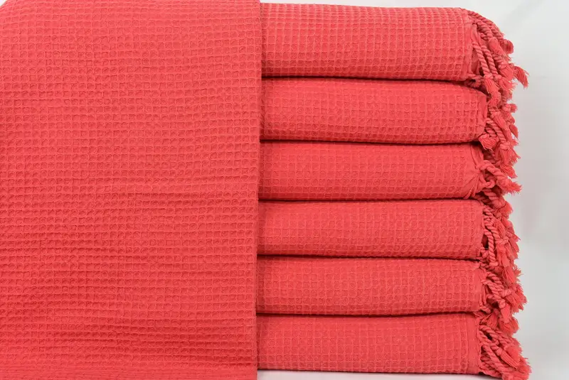 92x68 Cotton Waffle Towel, Boho Throw Blankets, Thanksgiving Tablecloth, Bridesmaid Gifts, Woven Throw Blanket, Bride Gift, Shower Curtain - 1