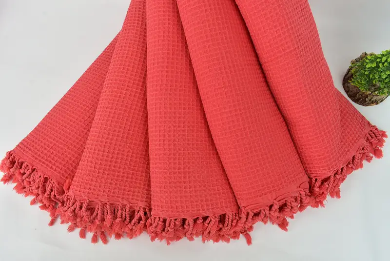 92x68 Cotton Waffle Towel, Boho Throw Blankets, Thanksgiving Tablecloth, Bridesmaid Gifts, Woven Throw Blanket, Bride Gift, Shower Curtain - 4