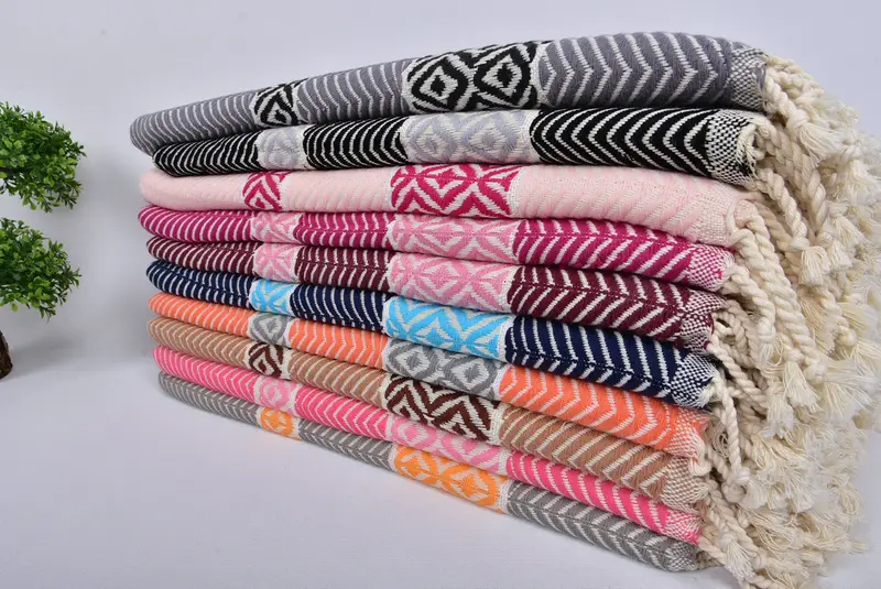 Baumwolltuch, Bachelorette -Party -Gefälligkeiten, Strandhandtuchgeschenk, 70x40 Baumwoll -Chevron -Handtuch, Peshtemal Beachtuch mit einzigartigem Design, Sticktücher - 3