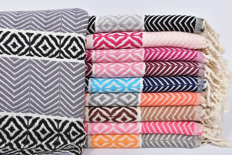Baumwolltuch, Bachelorette -Party -Gefälligkeiten, Strandhandtuchgeschenk, 70x40 Baumwoll -Chevron -Handtuch, Peshtemal Beachtuch mit einzigartigem Design, Sticktücher - 1