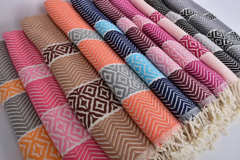 Baumwolltuch, Bachelorette -Party -Gefälligkeiten, Strandhandtuchgeschenk, 70x40 Baumwoll -Chevron -Handtuch, Peshtemal Beachtuch mit einzigartigem Design, Sticktücher - 6