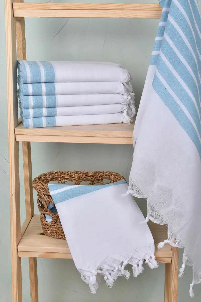 Peshtemal Towel, Monogrammed Turkish Towel, Handmade Gift, 70x40 Cotton Striped Towel, Soft towel, Personalized Towel, Guest Towel, Family Gift - 5