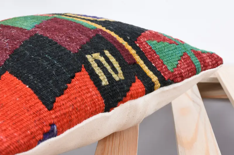 Turkish Pillow, 12x12 Green Cushion Cover, Pillow, Vintage Kilim Throw Pillow, Tapestry Cushion Case, Antique Pillows, Crochet Pattern Pillow - 7