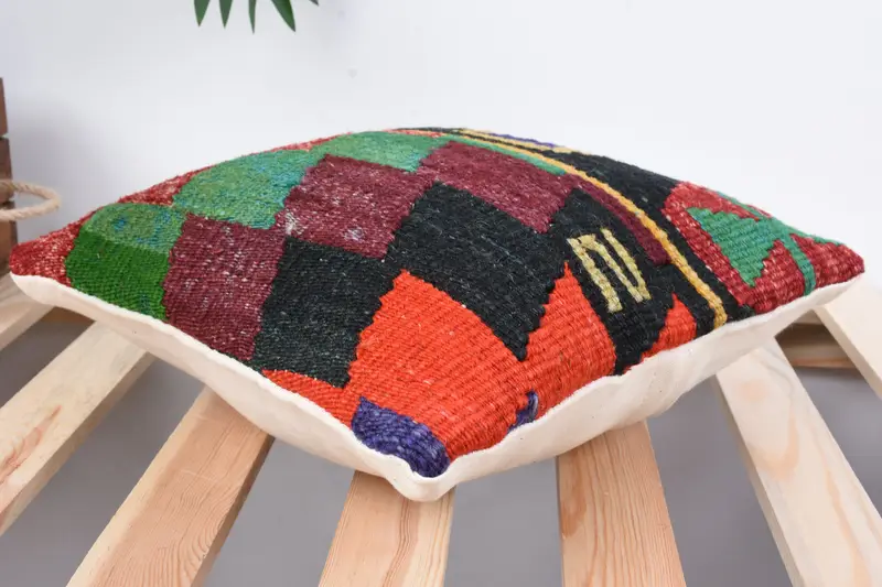 Turkish Pillow, 12x12 Green Cushion Cover, Pillow, Vintage Kilim Throw Pillow, Tapestry Cushion Case, Antique Pillows, Crochet Pattern Pillow - 6