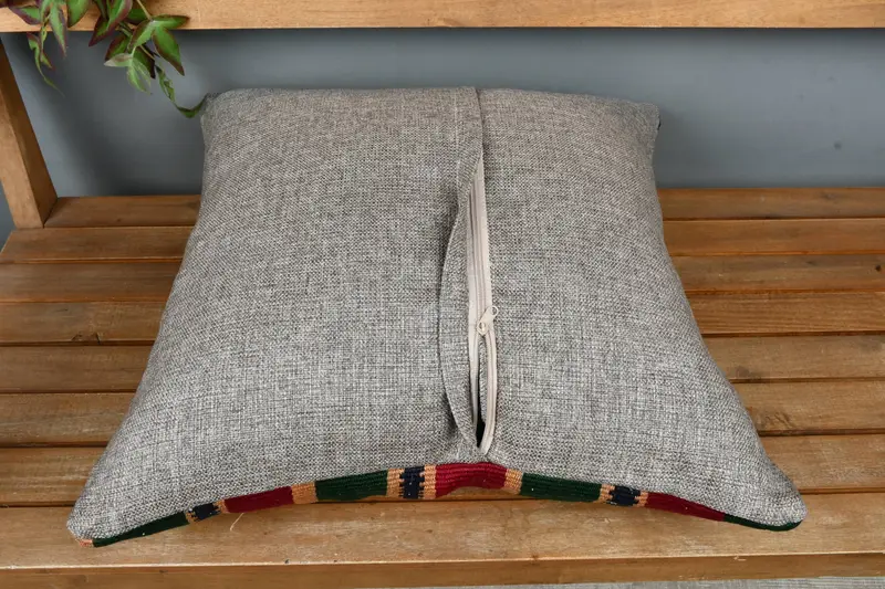 Handmade Throw Pillow Sham, Vintage Pillow, Pillow Sham, Turkish Kilim Pillow, 22x22 Red Cushion Cover, Interior Designer Pillow - 5